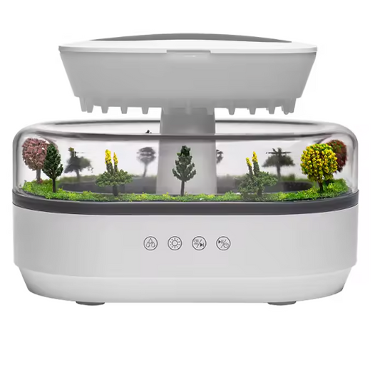 Aroma Luchtbevochtiger met Regendruppel Effect en LED Licht – Ultrasone Diffuser met Witte Ruis