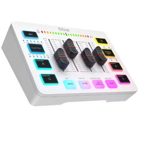 USB Gaming Audio Mixer met XLR en 48V Fantoomvoeding RGB