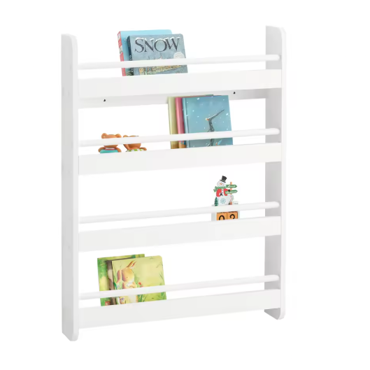 Kinderboekenkast met 4 Planken – Wandplank & Organizer voor Boeken en Decoratie