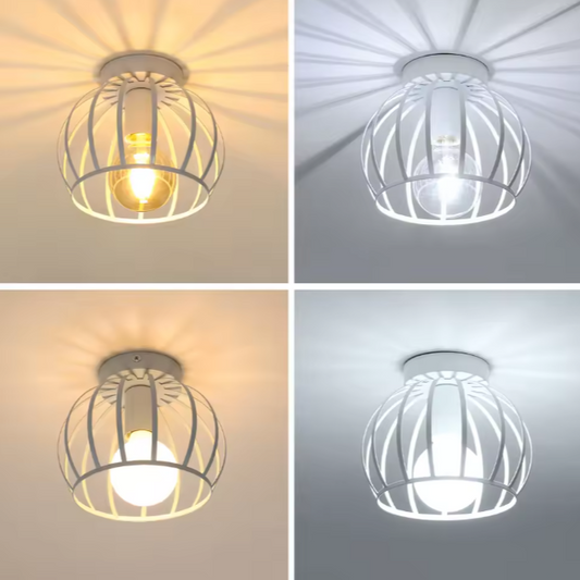 Vintage Plafondlamp – Metalen Kooi Ontwerp met E27 Fitting