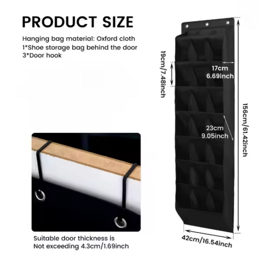 10-Laags Over-de-Deur Schoenenorganizer – Hangend Stoffen Schoenenrek Zwart