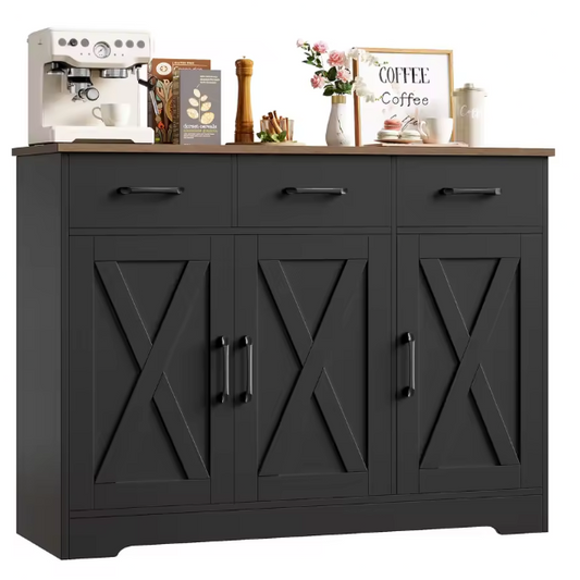 Dressoir met 3 Lades en 3 Deuren – Keukenkast met Werkblad, 108×38.5×81 cm