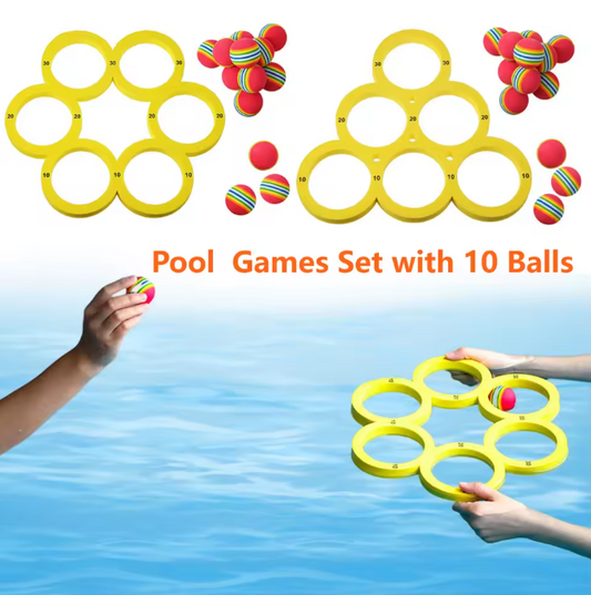 Zwembad Drijvend Werpspel – Complete Set met 10 Ballen, Voor Kinderen & Volwassenen