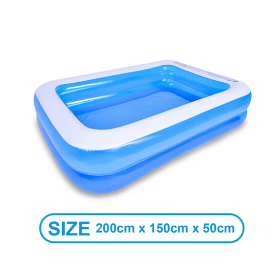 Groot Opblaasbaar Familiezwembad – Rechthoekig, PVC, Comfortabel en Duurzaam voor Binnen en Buiten