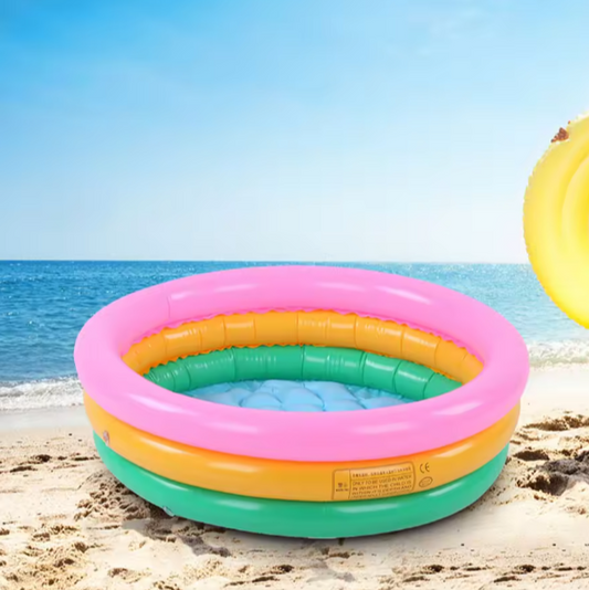Rond Opblaasbaar Kinderzwembad – Zachte Bodem, Heldere Kleuren en Comfortabel Ontwerp