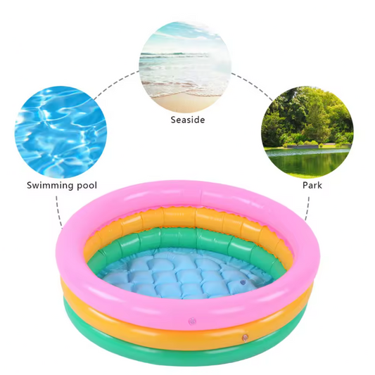 Rond Opblaasbaar Kinderzwembad – Zachte Bodem, Heldere Kleuren en Comfortabel Ontwerp