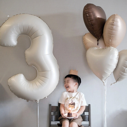 Grote Cijfer Folieballon – Crème Karamel Nummer Ballon voor Feestdecoratie