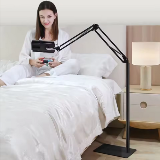 Schaalbare Tablet en Telefoon Vloerstandaard – 360° Draaibare Verstelbare Arm Houder voor 4-12,9 Inch Apparaten