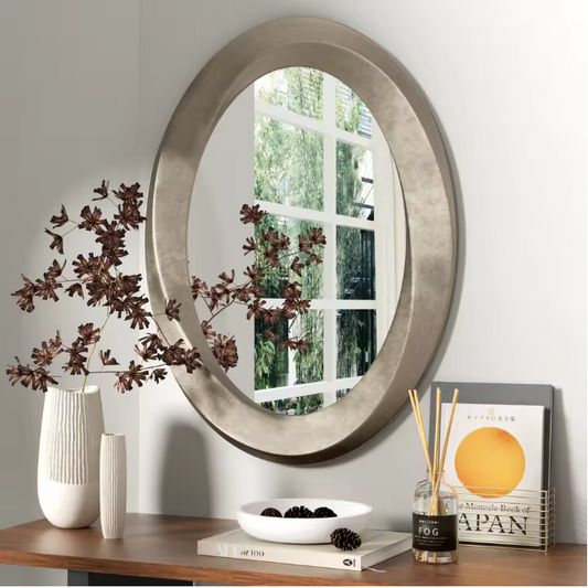 Ovale Barok Wandspiegel Zilver – Decoratieve Spiegel met Klassiek Frame