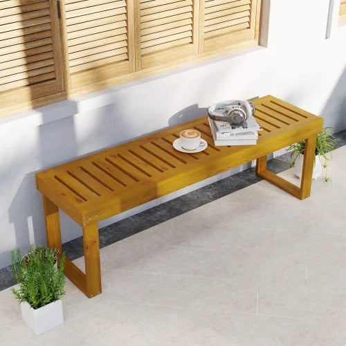 Set van 2 Houten Tuinbanken – Massief Grenenhout met Teaklook, Latte-Design & 300 kg Draagvermogen – 132 cm