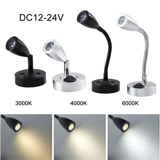 12V LED Leeslamp voor Camper, Caravan, Boot & Vrachtwagen – Aluminium Wandlamp, Warm/Koud Wit, 3W