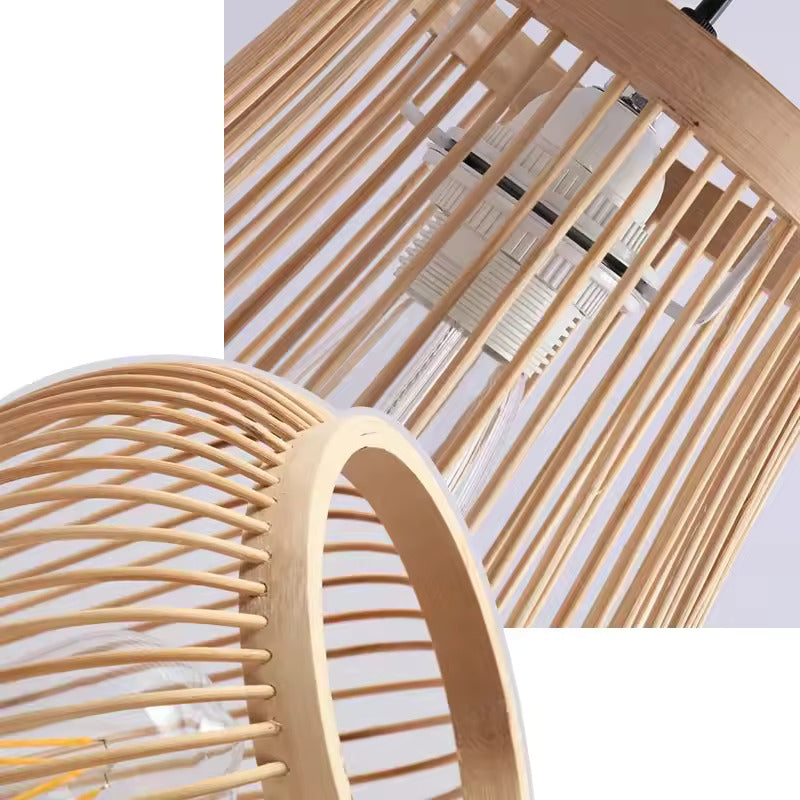 Rotan Hanglamp van Handgemaakt Bamboe – Natuurlijke Plafondlamp met E27 Fitting – Boho & Japandi Design – Voor Woonkamer, Eetkamer & Slaapkamer