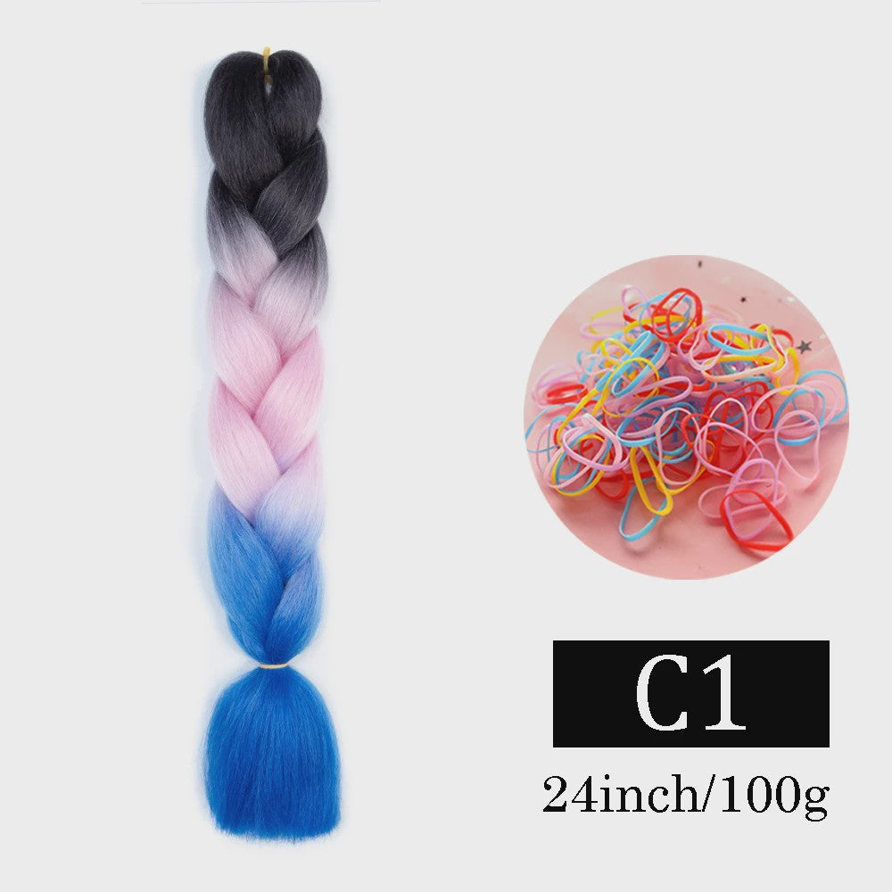 24 Inch Jumbo Braids Haarverlenging - Synthetisch Vlechtkapsel met Ombre Kleuren
