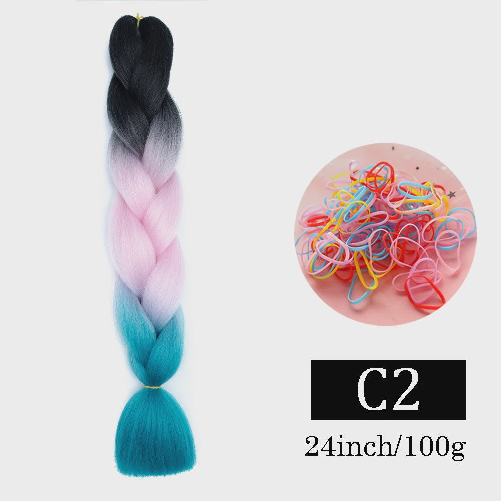 24 Inch Jumbo Braids Haarverlenging - Synthetisch Vlechtkapsel met Ombre Kleuren