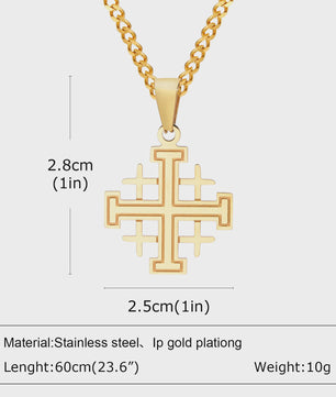Stijlvolle Gouden Heren Ketting met Kruis Hanger - Roestvrij Staal, Vintage Mode Sieraden