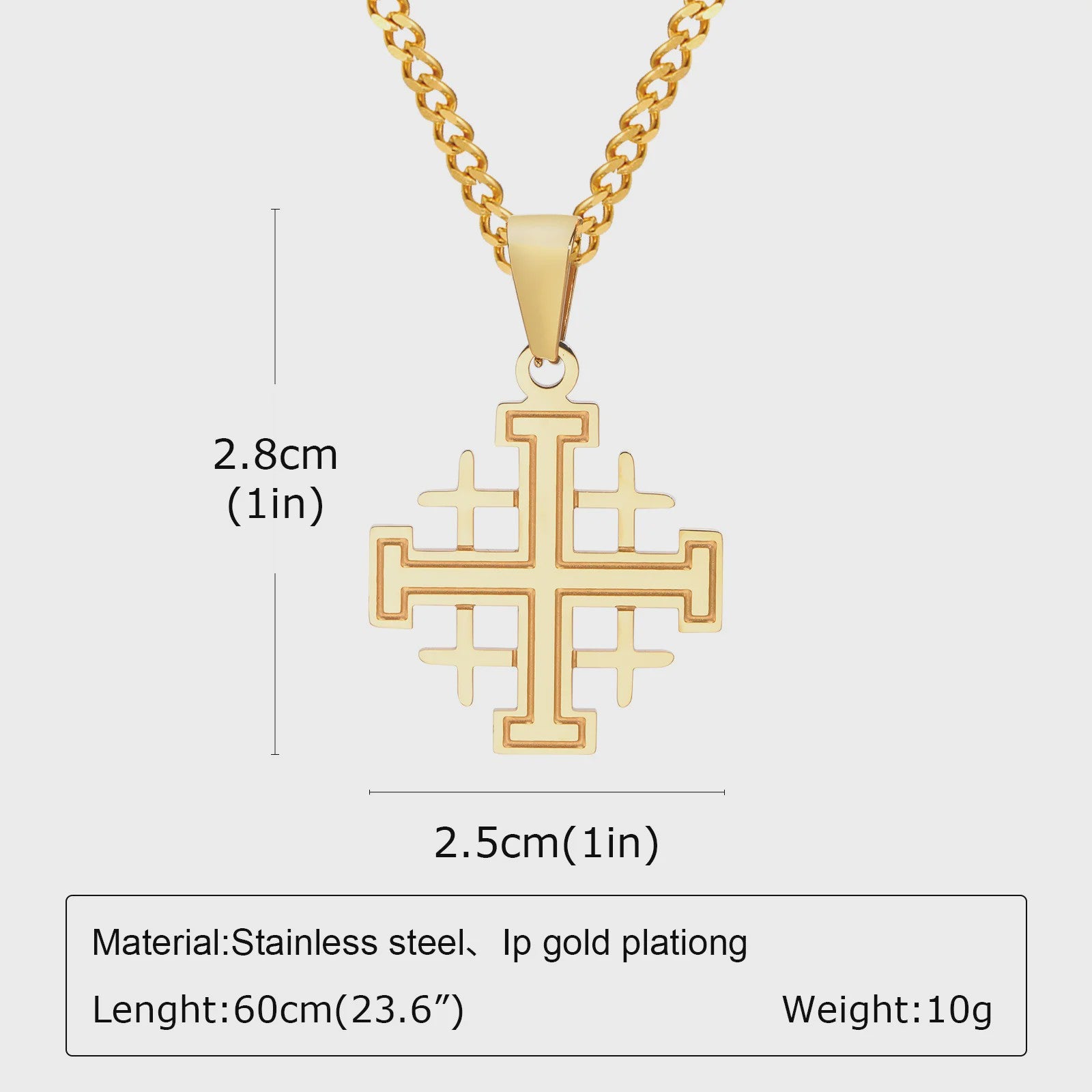 Stijlvolle Gouden Heren Ketting met Kruis Hanger - Roestvrij Staal, Vintage Mode Sieraden
