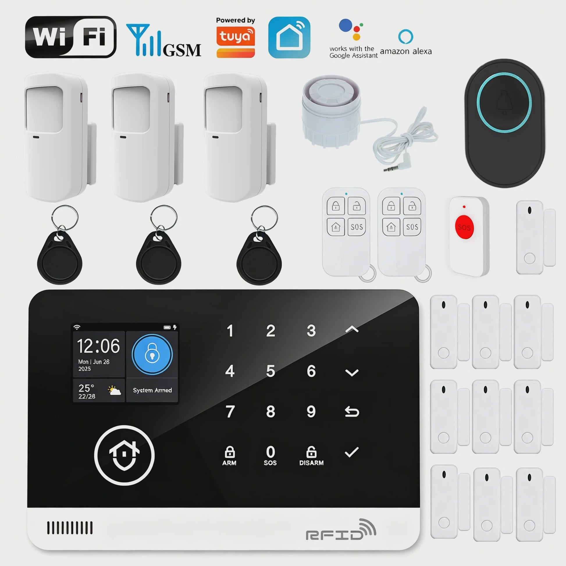 Slim Home Alarm Systeem met WiFi/GSM, Tuya App & 120dB Sirene