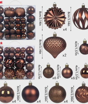 48-delige Set Kerstballen Plastic - Effen Kleur & Diverse Maten (4/6/8cm) voor Kerstboom Decoratie