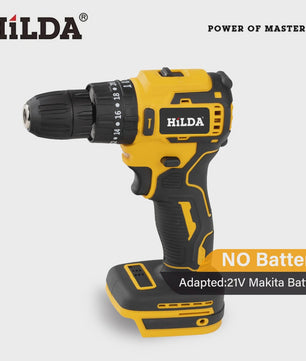 HILDA 21V Accuboormachine - 25+3 Koppelstanden, Draadloos & Makita Compatibel