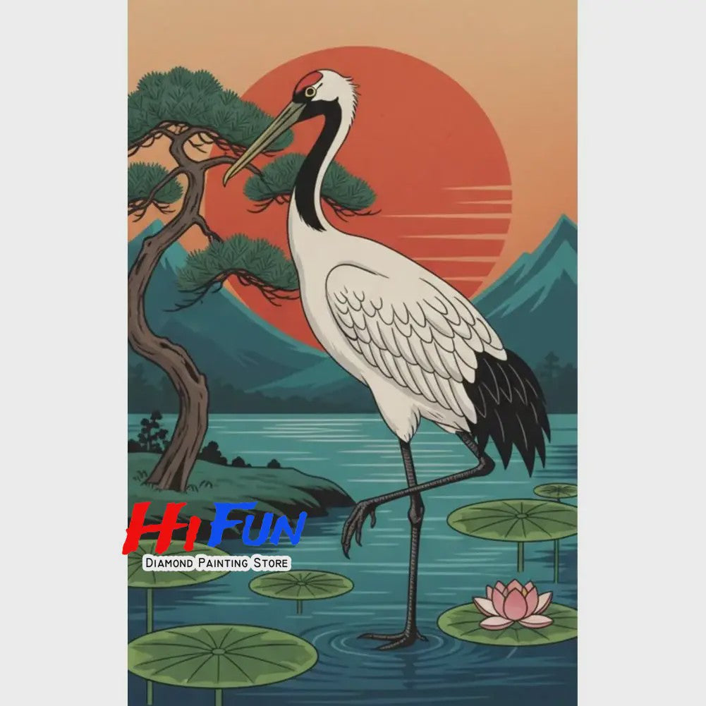 Diamond Painting Ooievaar Kustvogel - Volledige Ronde Diamanten Borduurkit voor Muurkunst