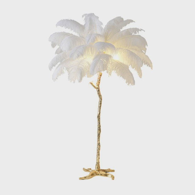Luxe Pluimen Vloerlamp - Scandinavisch Design met LED Verlichting
