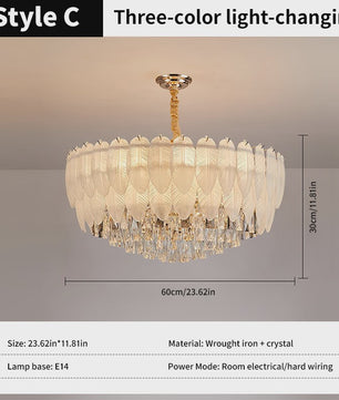 Luxe Pluimen & Kristal Plafondlamp - Sfeervolle Hanglamp voor Woonkamer & Slaapkamer