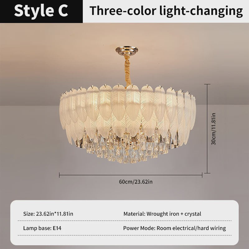 Luxe Pluimen & Kristal Plafondlamp - Sfeervolle Hanglamp voor Woonkamer & Slaapkamer