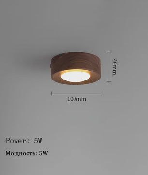 Moderne Houten Plafondlamp met LED - Essenhout & Walnoot - Sfeervolle Verlichting voor Hal, Woonkamer, Portiek