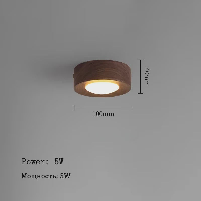 Moderne Houten Plafondlamp met LED - Essenhout & Walnoot - Sfeervolle Verlichting voor Hal, Woonkamer, Portiek