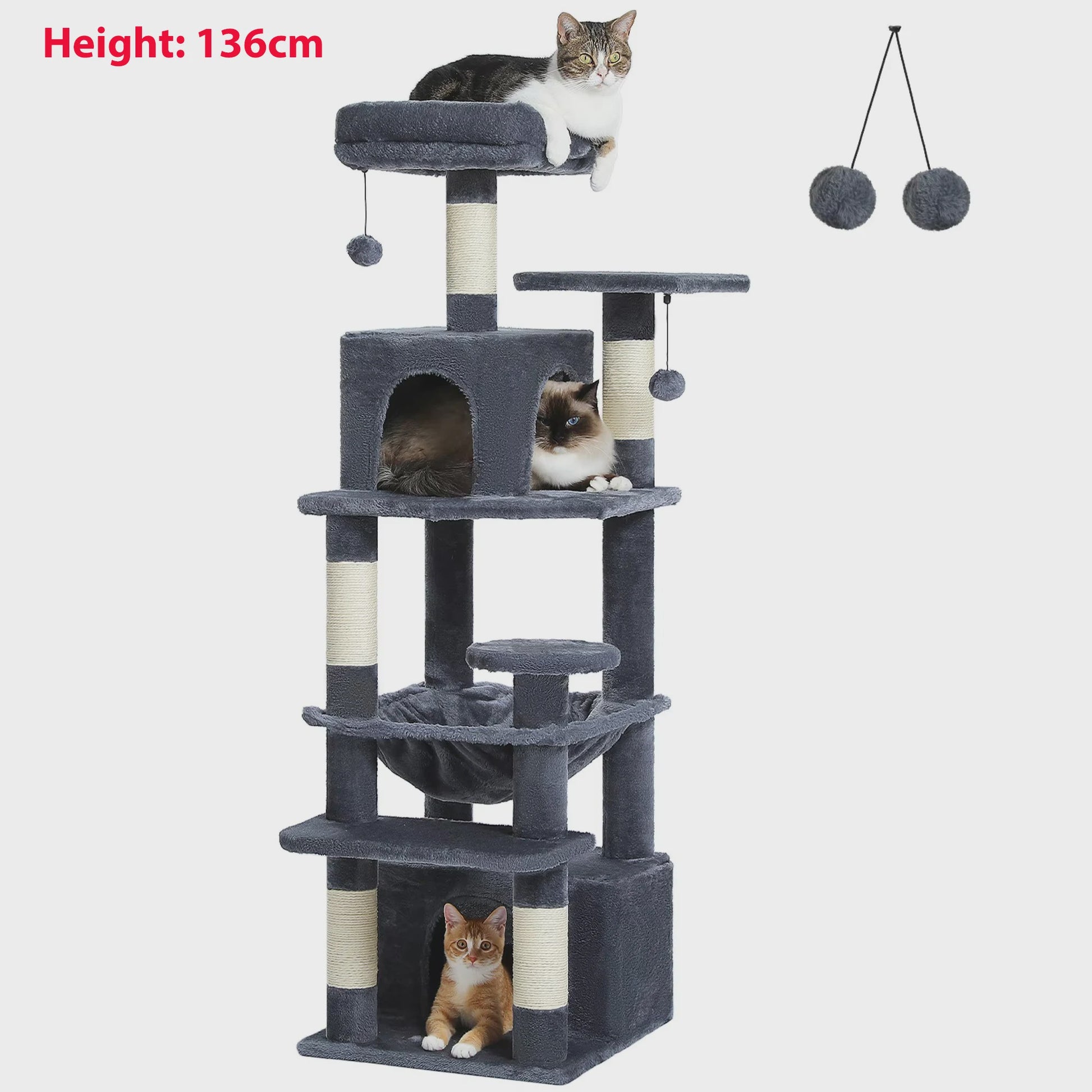 Grote Kattenboom met Krabpalen, Hangmat en Speeltjes - Meerdere Niveaus