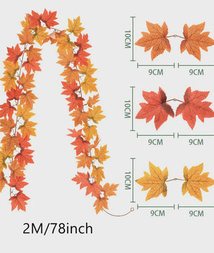 200cm Herfst Esdoornblad Slinger met Kunstbladeren - Decoratie voor Huis, Tuin, Halloween