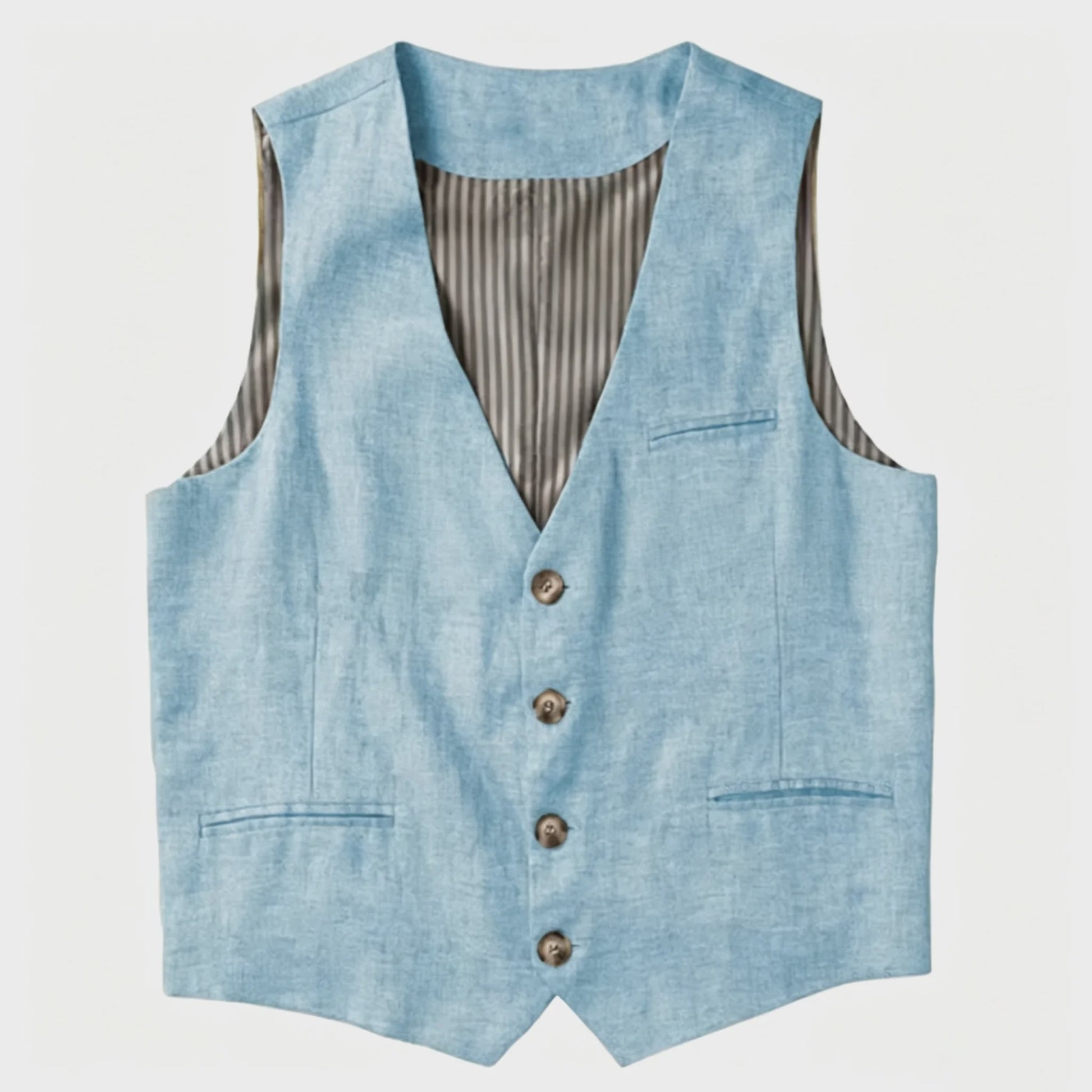 Linnen Heren Gilet - Zomer Waistcoat V-hals Single Breasted Lichtgewicht