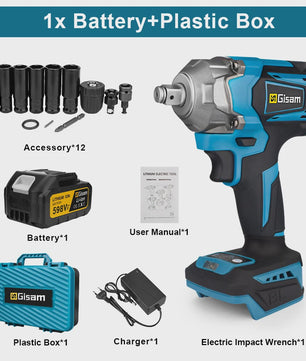 Gisam Accu Slagschroevendraaier 1200 Nm Borstelloos 1/2" - Compatibel met Makita 18V