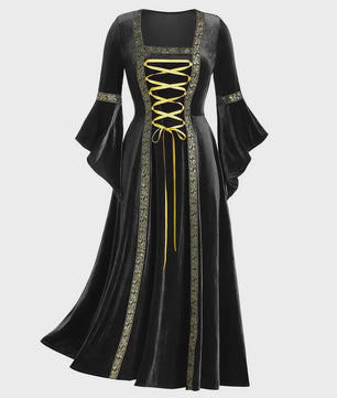 Middeleeuwse Gothic Jurk met Bandage Detail - Perfect voor Halloween Cosplay en Feesten