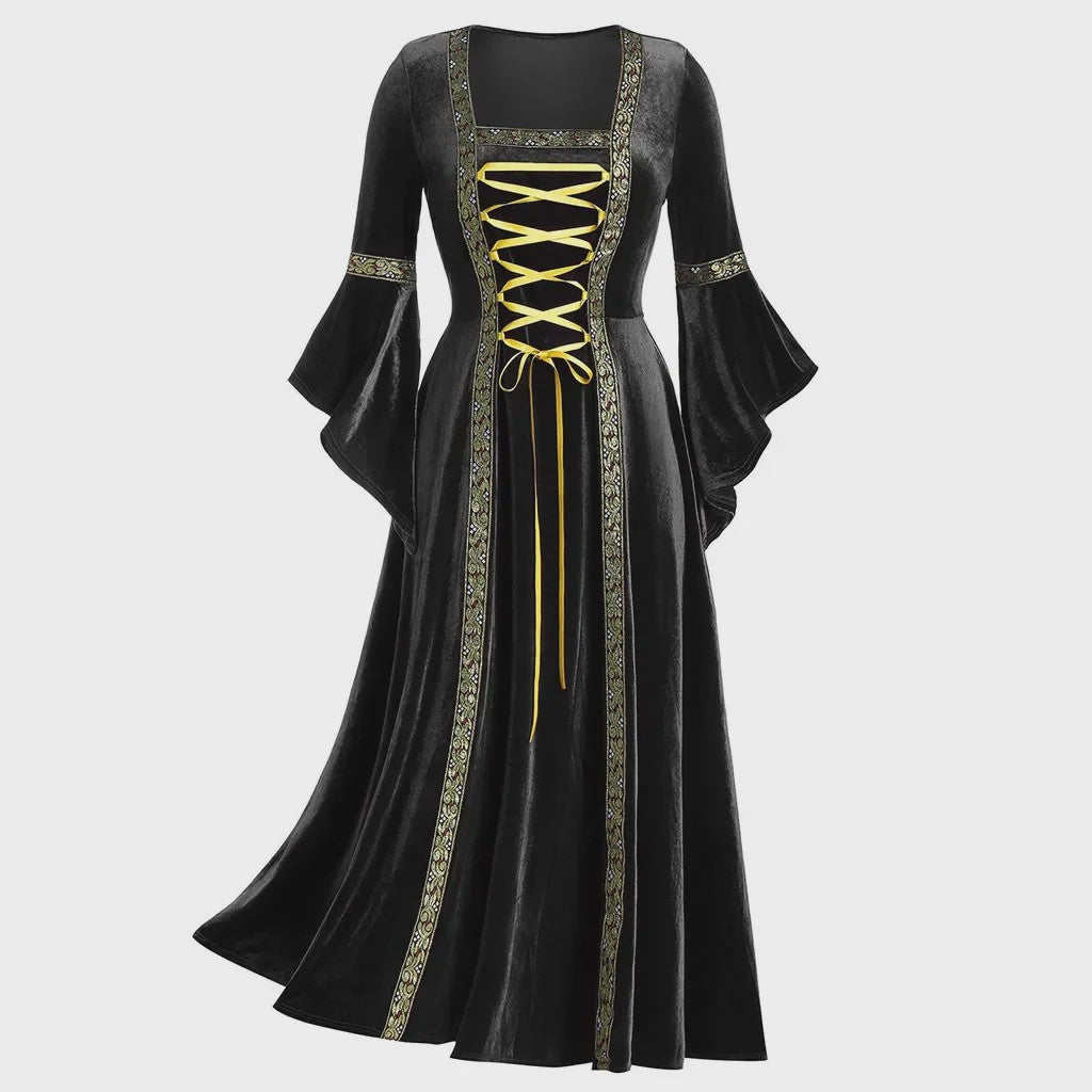 Middeleeuwse Gothic Jurk met Bandage Detail - Perfect voor Halloween Cosplay en Feesten