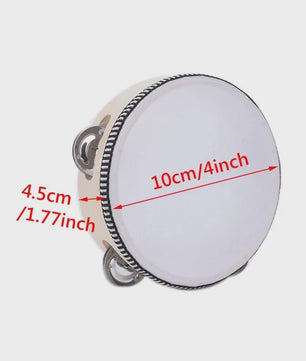 Miwayer Houten Tamboerijn met Metalen Schelletjes - 4 t/m 10 Inch
