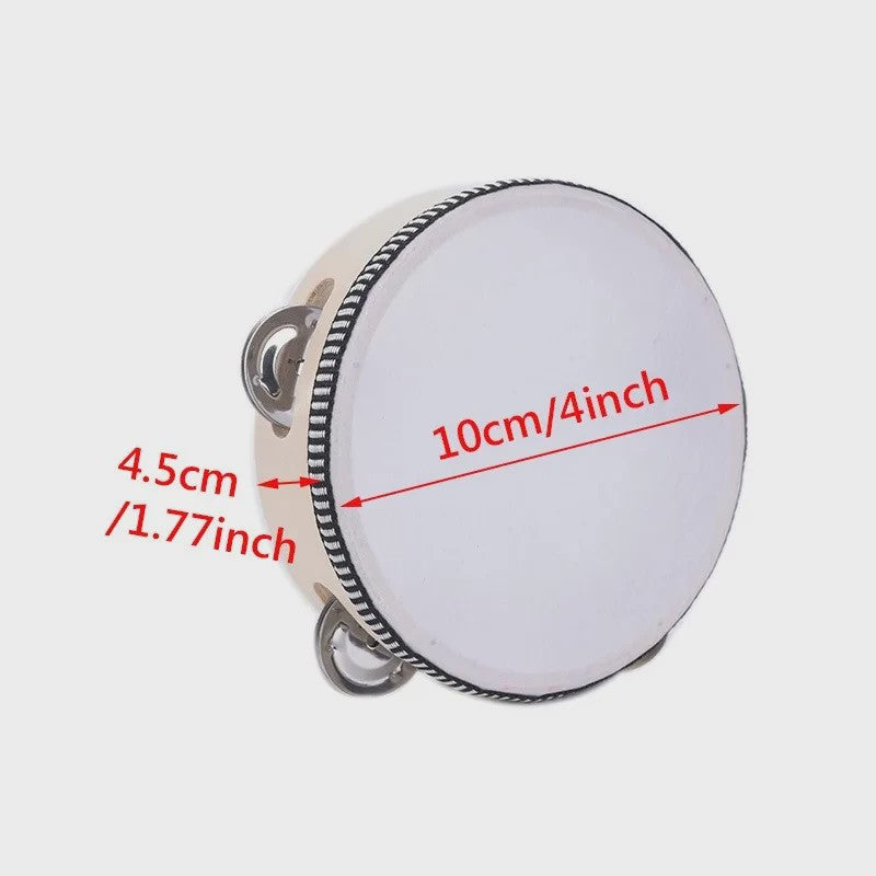 Miwayer Houten Tamboerijn met Metalen Schelletjes - 4 t/m 10 Inch