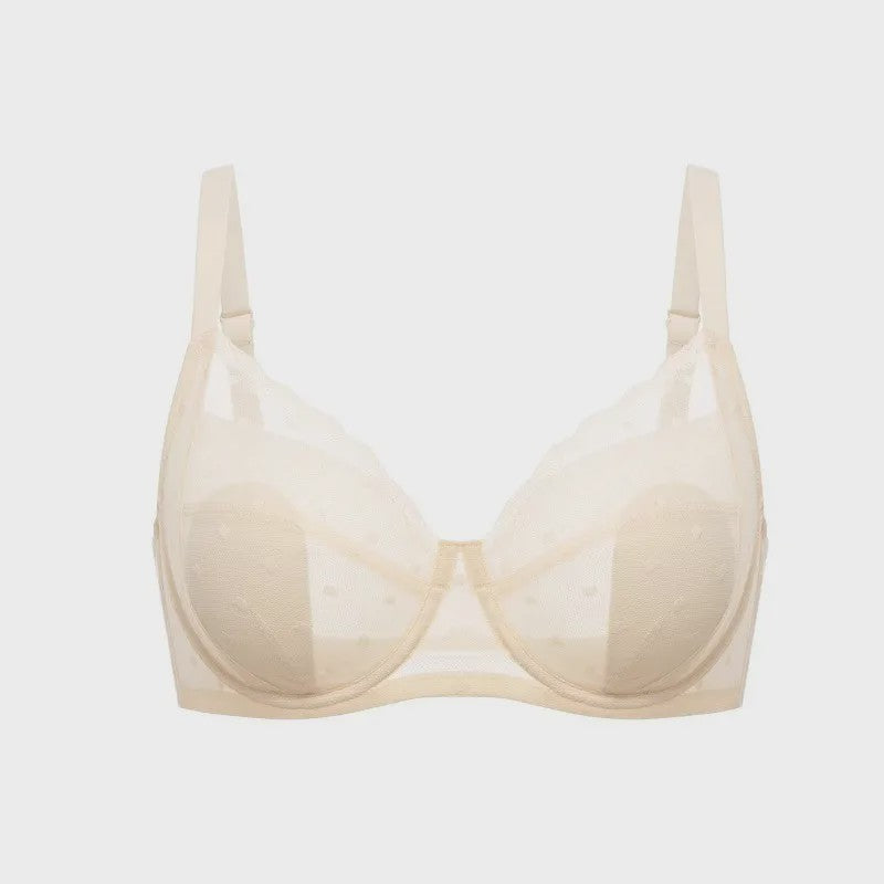 Elegante Kanten Minimizer Bh met Polkadot Dessin - Volledige Bedekking & Stevigheid