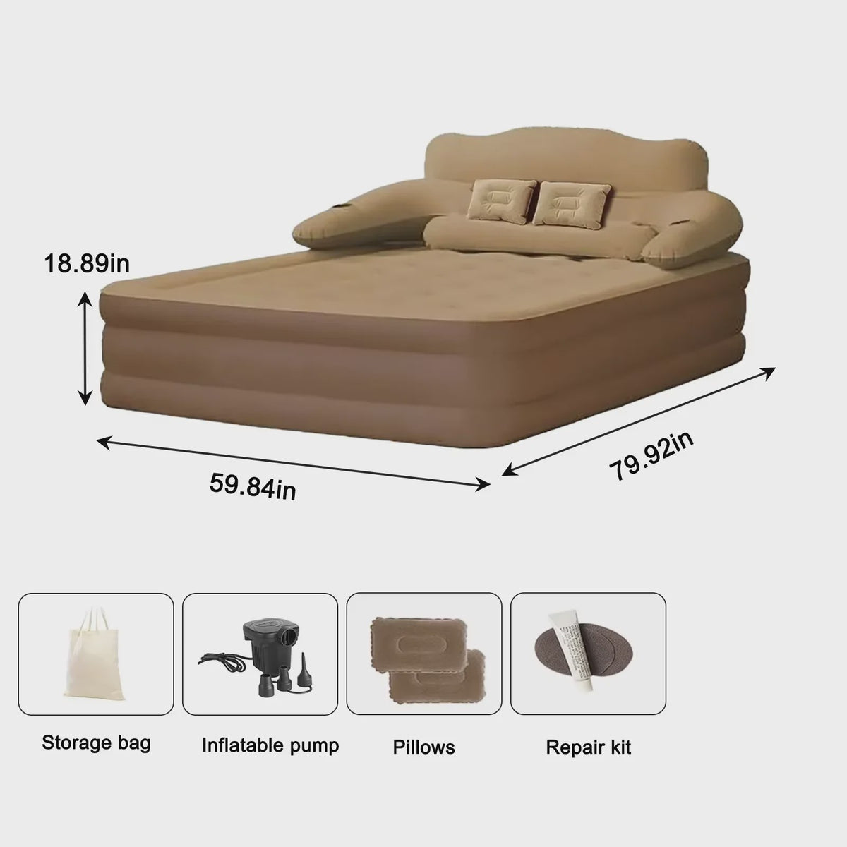 Universeel Opblaasbaar Luchtbed - Single, Opvouwbaar & Draagbaar voor Thuis, Camping, Auto & Tent
