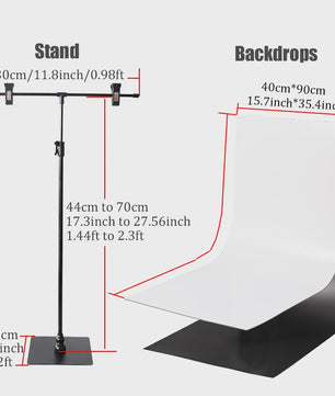 T-vormige Achtergrondstandaard (30cm) met PVC Backdrop voor Productfotografie