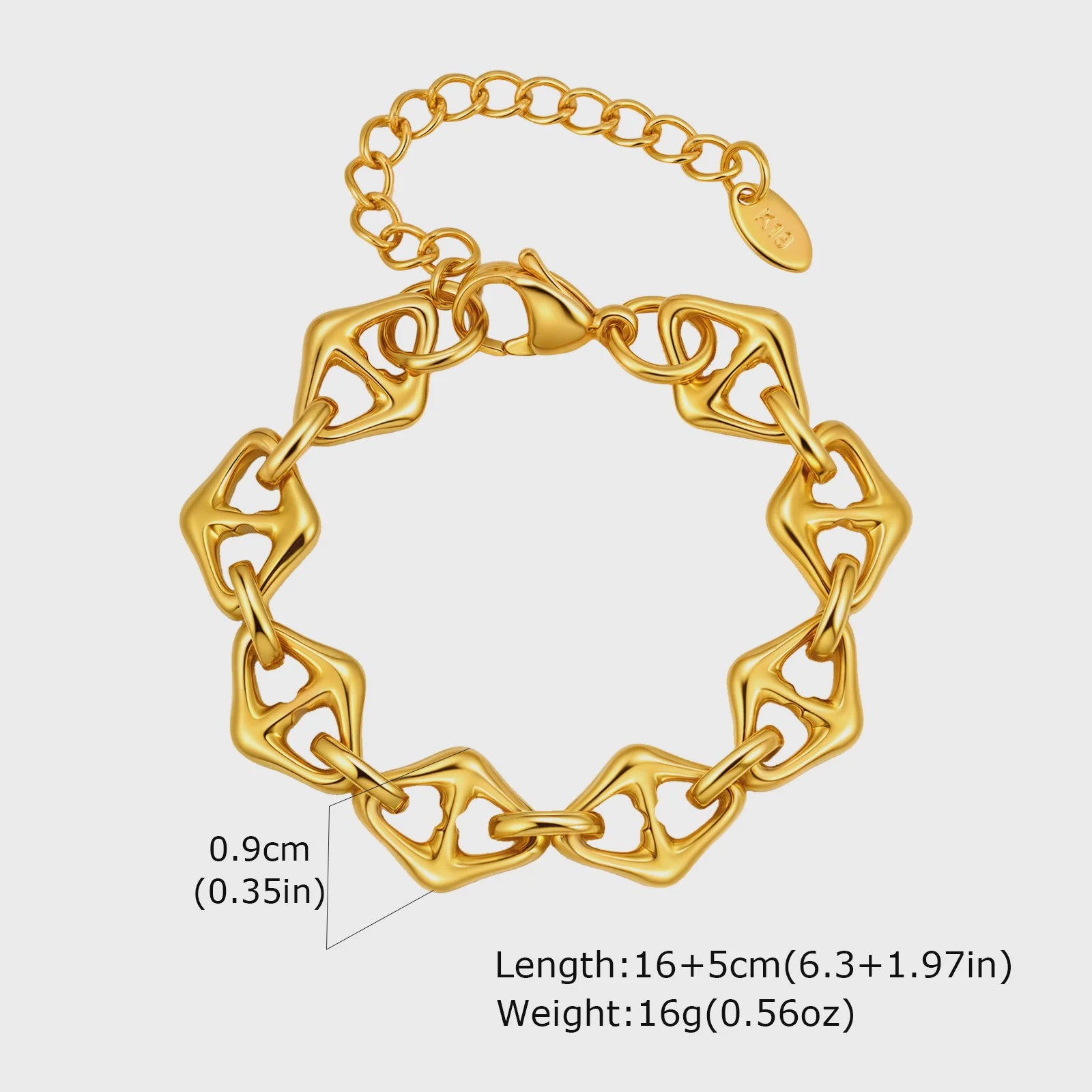 Gouden Chunky Schakelarmband met OT Sluiting - Roestvrij Staal, Aanslagvrij