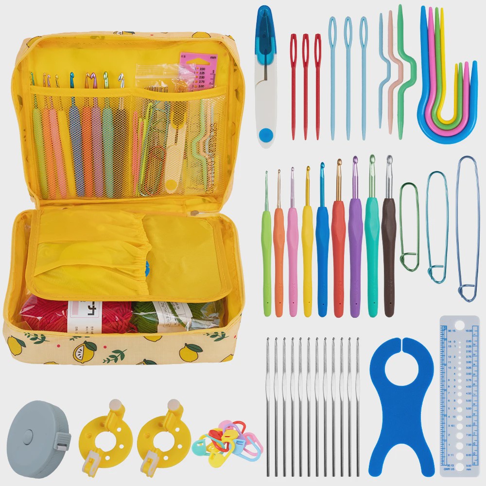 Complete Haak- en Breiset met Opbergtas: Ergonomische Haken, Naalden & Accessoires