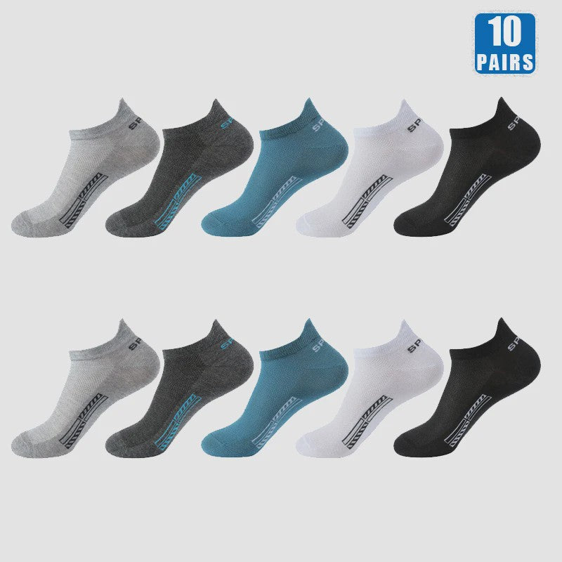 5/10 Paar Katoenen Sneakersokken Heren & Dames - Ademend Mesh & Comfortabel