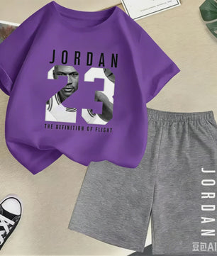 Kinder T-shirt en Short Set - Zomer Sportieve Mode met Grafische Print