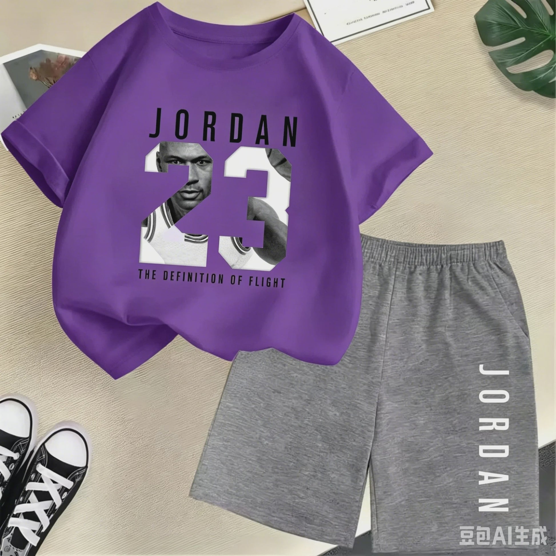 Kinder T-shirt en Short Set - Zomer Sportieve Mode met Grafische Print