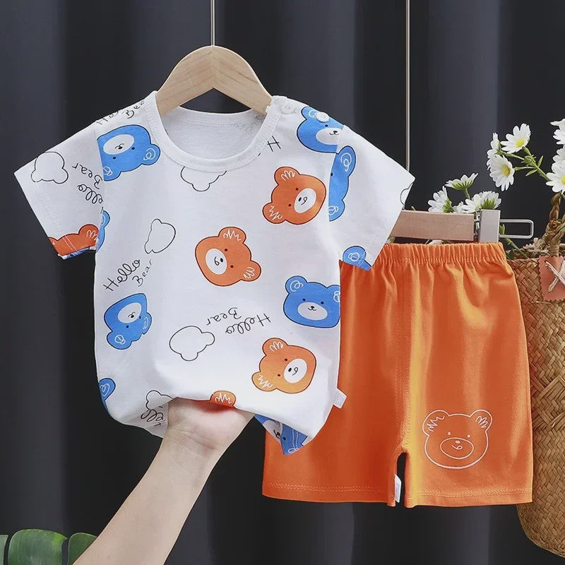 Schattige Kinder T-shirt & Short Set - 100% Katoen met Leuke Cartoon Prints