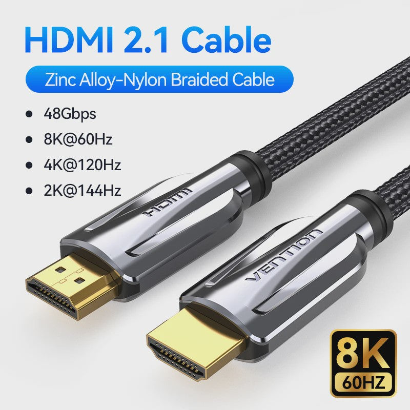Vention HDMI 2.1 Kabel 8K 60Hz 4K 120Hz 48Gbps voor PS5, Dolby Vision, HDR, eARC