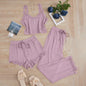 Dames 3-delige Pyjamaset met Kant - Zomer Vest, Shorts & Lange Broek