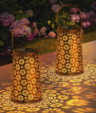Set Zonne-energie Buitenlantaarns - Decoratieve Metalen Hanglampen voor Tuin, Terras & Pad