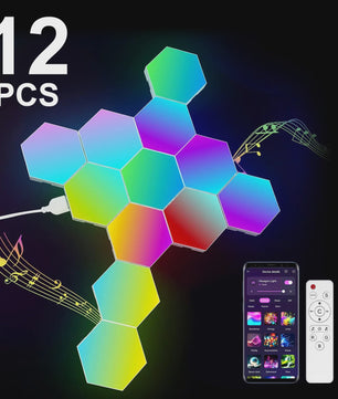 Slimme Hexagon LED Wandlampen met App & Muziek Sync - RGB Kleuren, DIY Ontwerp